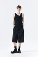 SLEEVELESS HENLEY TOP FOR MEN IN BLACK