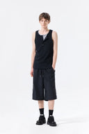 SLEEVELESS HENLEY TOP FOR MEN IN BLACK