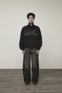 CUT OUT HALF ZIP SWEATSHIRT FOR MEN IN BLACK image 7