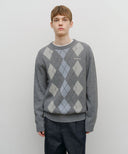 ARGYLE JQD KNIT PULLOVER IN HEATHER GREY image 11