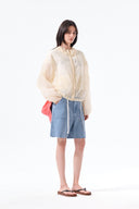 BACK LOGO HOODY WINDBREAKER FOR WOMEN IN CREAM image 11