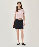 W AEROCOOL SMALL CLASSIC LOGO SLIM RINGER TEE IN PINK