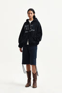 VINTAGE WASHED GRAFFITI HOODY ZIP UP IN BLACK image 9