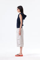BACK LOGO JERSEY HOOD VEST IN NAVY image 7