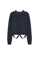 STRING DETAIL KNIT CARDIGAN IN DARK NAVY image 13