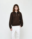 SMALL CLASSIC LOGO HALF ZIPUP SWEATSHIRT IN DARK BROWN