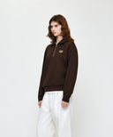 SMALL CLASSIC LOGO HALF ZIPUP SWEATSHIRT IN DARK BROWN