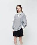 W SMALL CLASSIC LOGO LACE COLLAR SWEATSHIRT IN HEATHER GREY