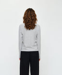 W STRIPE LONG SLEEVE TEE IN LIGHT HEATHER GREY