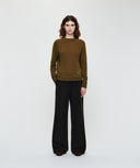 W PREMIUM MERINO WOOL HALF NECK KNIT IN BROWN
