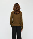 W PREMIUM MERINO WOOL HALF NECK KNIT IN BROWN
