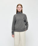 PREMIUM SMALL CLASSIC LOGO WOOL TURTLE NECK KNIT IN GRAY