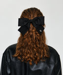 BIG RIBBON SUEDE HAIR PIN IN BLACK