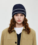 MICRO CLASSIC LOGO COLOR BLOCK BEANIE IN NAVY