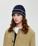 MICRO CLASSIC LOGO COLOR BLOCK BEANIE IN NAVY