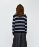SMALL CLASSIC LOGO MULTI STRIPE POLO KNIT IN NAVY