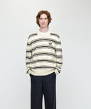 SMALL CLASSIC LOGO MULTI STRIPE POLO KNIT IN IVORY