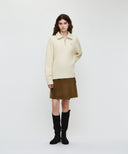 SMALL CLASSIC LOGO OVERSIZED HALF ZIP-UP KNIT IN IVORY