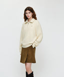SMALL CLASSIC LOGO OVERSIZED HALF ZIP-UP KNIT IN IVORY