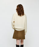 SMALL CLASSIC LOGO OVERSIZED HALF ZIP-UP KNIT IN IVORY