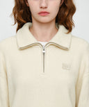 SMALL CLASSIC LOGO OVERSIZED HALF ZIP-UP KNIT IN IVORY