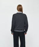W MICRO CLASSIC LOGO V-NECK KNIT IN CHARCOAL GREY