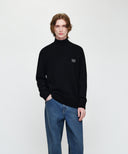 PREMIUM SMALL CLASSIC LOGO WOOL TURTLE NECK KNIT IN BLACK