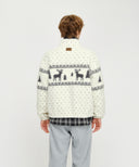 HIGH NECK PATTERN FLEECE JACKET IN IVORY