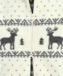 HIGH NECK PATTERN FLEECE JACKET IN IVORY