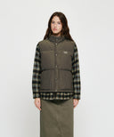 HIGH NECK DOWN VEST IN CHECK