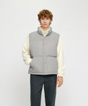 HIGH NECK DOWN VEST IN LIGHT GRAY