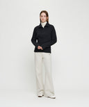 W CABLE POINT HALF ZIP-UP KNIT IN CHARCOAL GREY