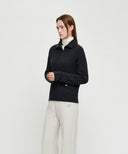 W CABLE POINT HALF ZIP-UP KNIT IN CHARCOAL GREY