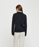 W CABLE POINT HALF ZIP-UP KNIT IN CHARCOAL GREY