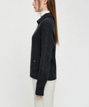 W CABLE POINT HALF ZIP-UP KNIT IN CHARCOAL GREY
