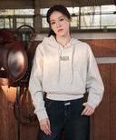 W SMALL CLASSIC LOGO CROP HOODIE IN LIGHT HEATHER GREY image 1