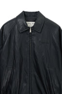 SMALL LOGO FAUX LEATHER ZIP UP JUMPER IN BLACK image 3