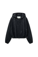 FAUX LEATHER HOODY CROP JUMPER IN BLACK image 2