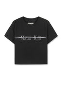 MATIN KIM LOGO CUTTED CROP TOP IN BLACK image 1