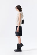 BACK LOGO JERSEY HOOD VEST IN BEIGE image 18