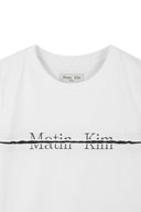 MATIN KIM LOGO CUTTED CROP TOP IN WHITE image 3