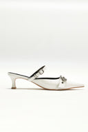 BELTED STILETTO MULE IN IVORY image 1