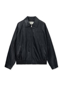 SMALL LOGO FAUX LEATHER ZIP UP JUMPER IN BLACK image 12