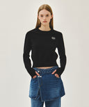 W SMALL CLASSIC LOGO CROP KNIT PULLOVER IN BLACK image 13
