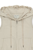 BACK LOGO JERSEY HOOD VEST IN BEIGE image 14