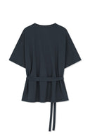 TIE DETAIL DRAPED LOGO TOP IN CHARCOAL GREY image 2