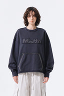 RAW CUT APPLIQUE SWEATSHIRT IN CHARCOAL GREY