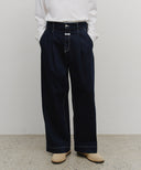 M LOW-WAIST TUCK WIDE DENIM PANTS IN DARK BLUE image 1