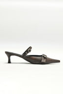 BELTED STILETTO MULE IN BROWN image 1