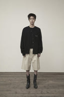 CASHMERE BLENDED ROUND KNIT CARDIGAN IN BLACK image 5